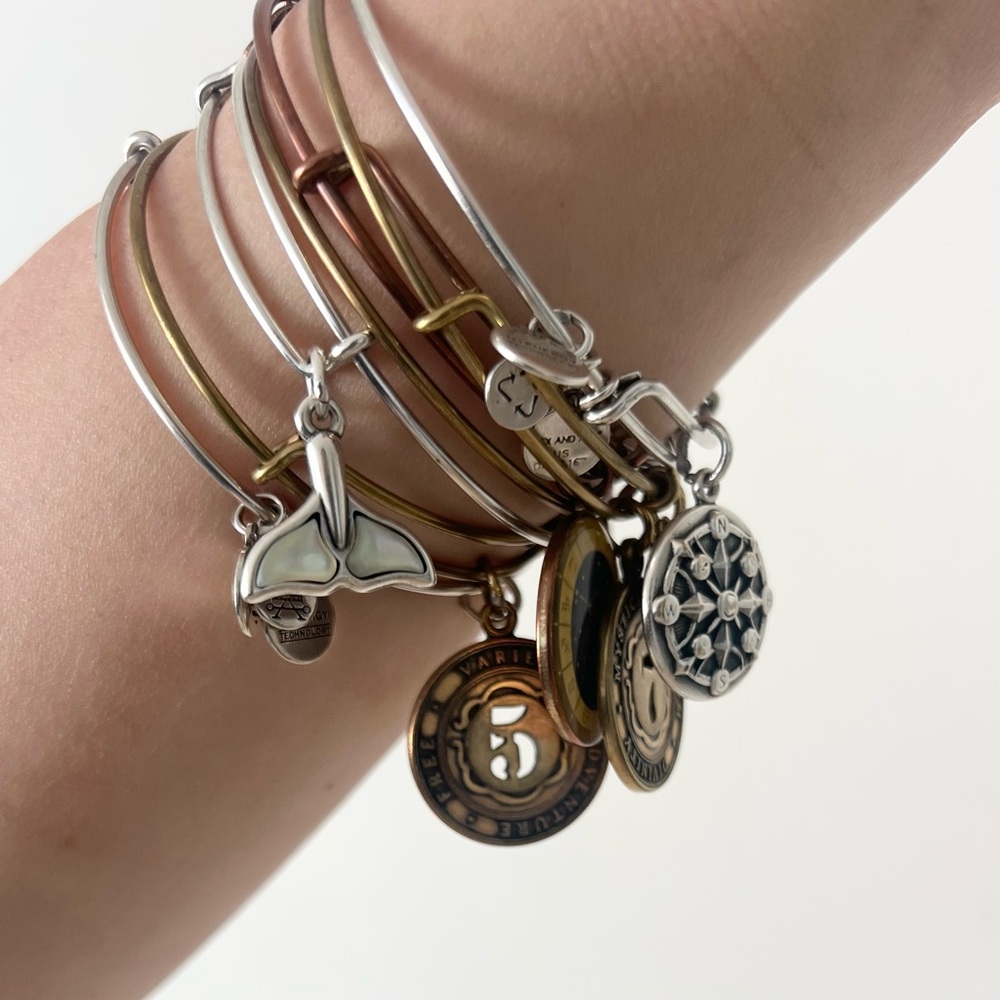 Alex and Ani Charm Bracelet Stack Set of 7 Gold & Silver - Picture 3 of 9